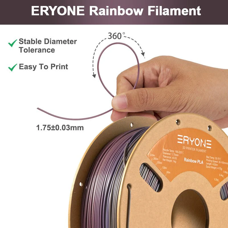 PLA Lagoon Rainbow Filament - 1.75mm±0.03mm (1kg) - Image 5