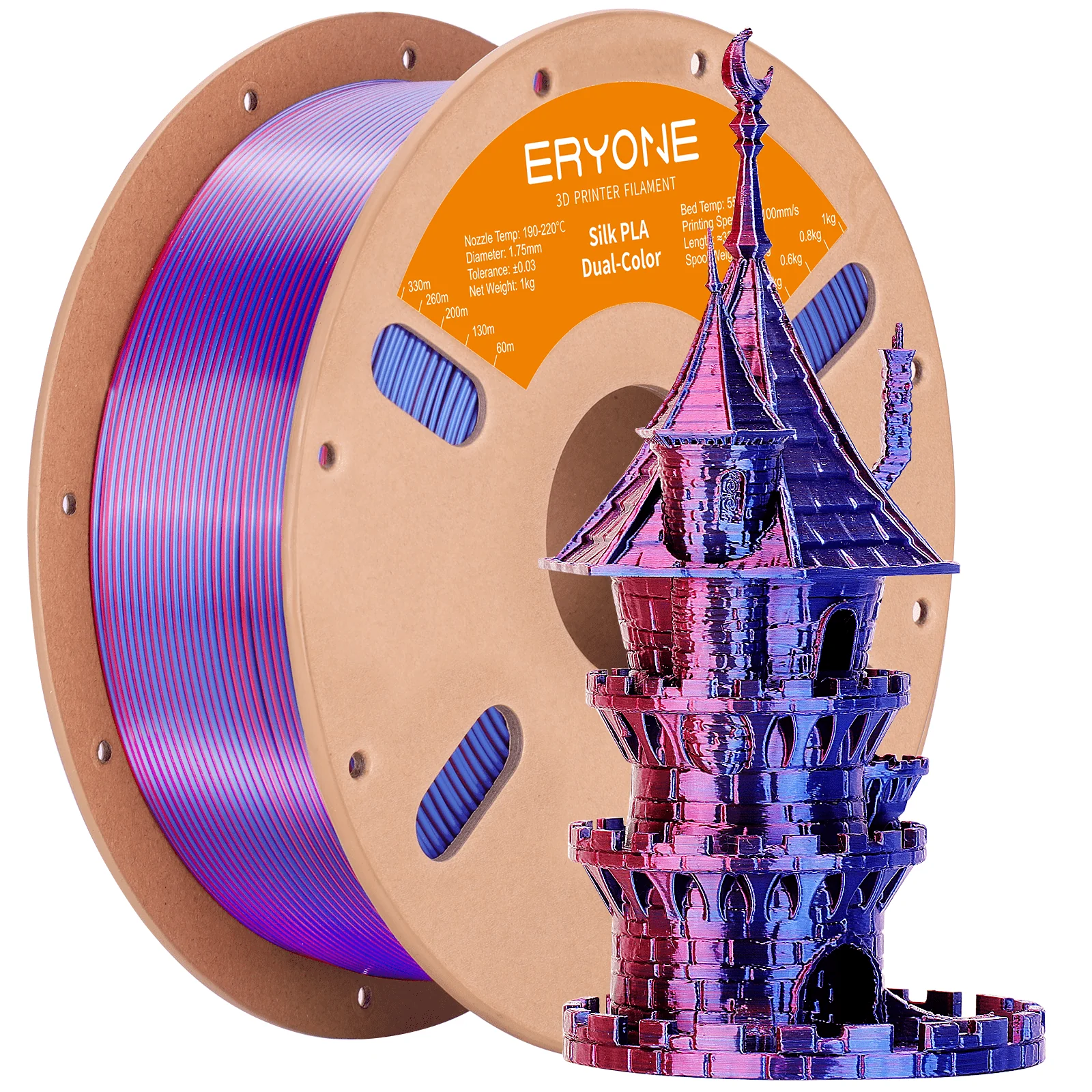 PLA Silk Dual-Color Filament - 1.75mm±0.03mm (1kg) - Image 3