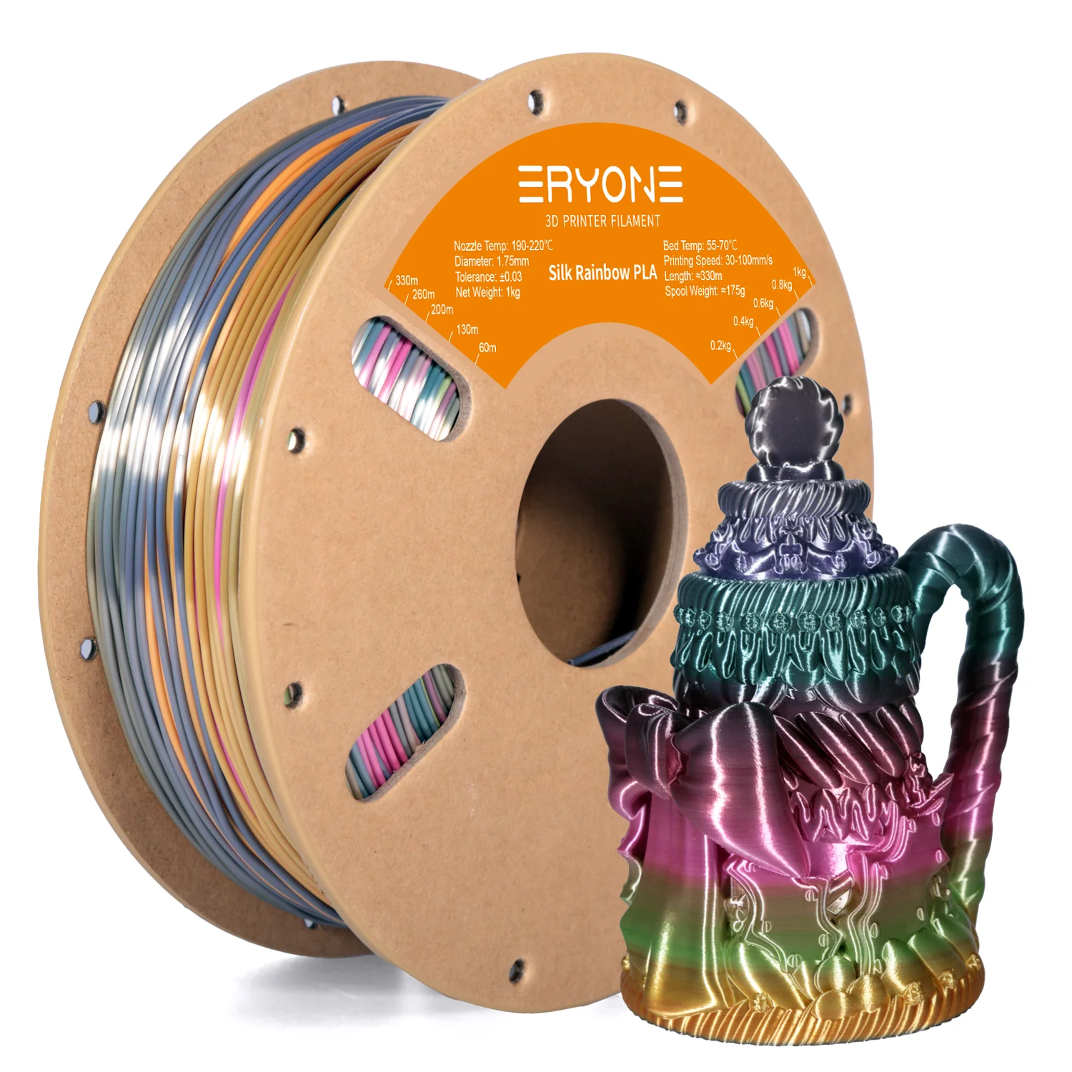 PLA Silk Rainbow Filament - 1.75mm±0.03mm (1kg) - Image 13