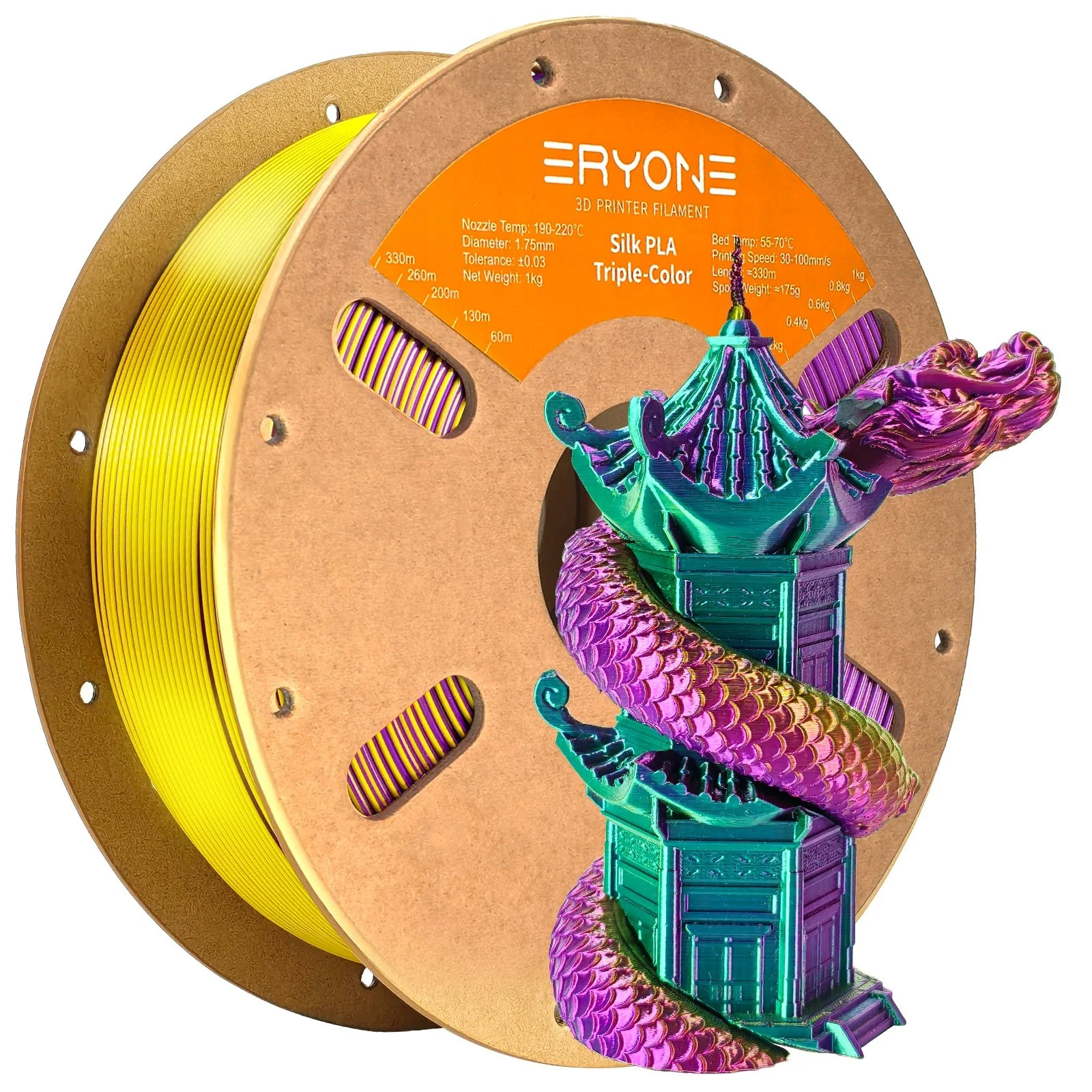 PLA Silk Triple-Color Filament - 1.75mm±0.03mm (1kg) - Image 5