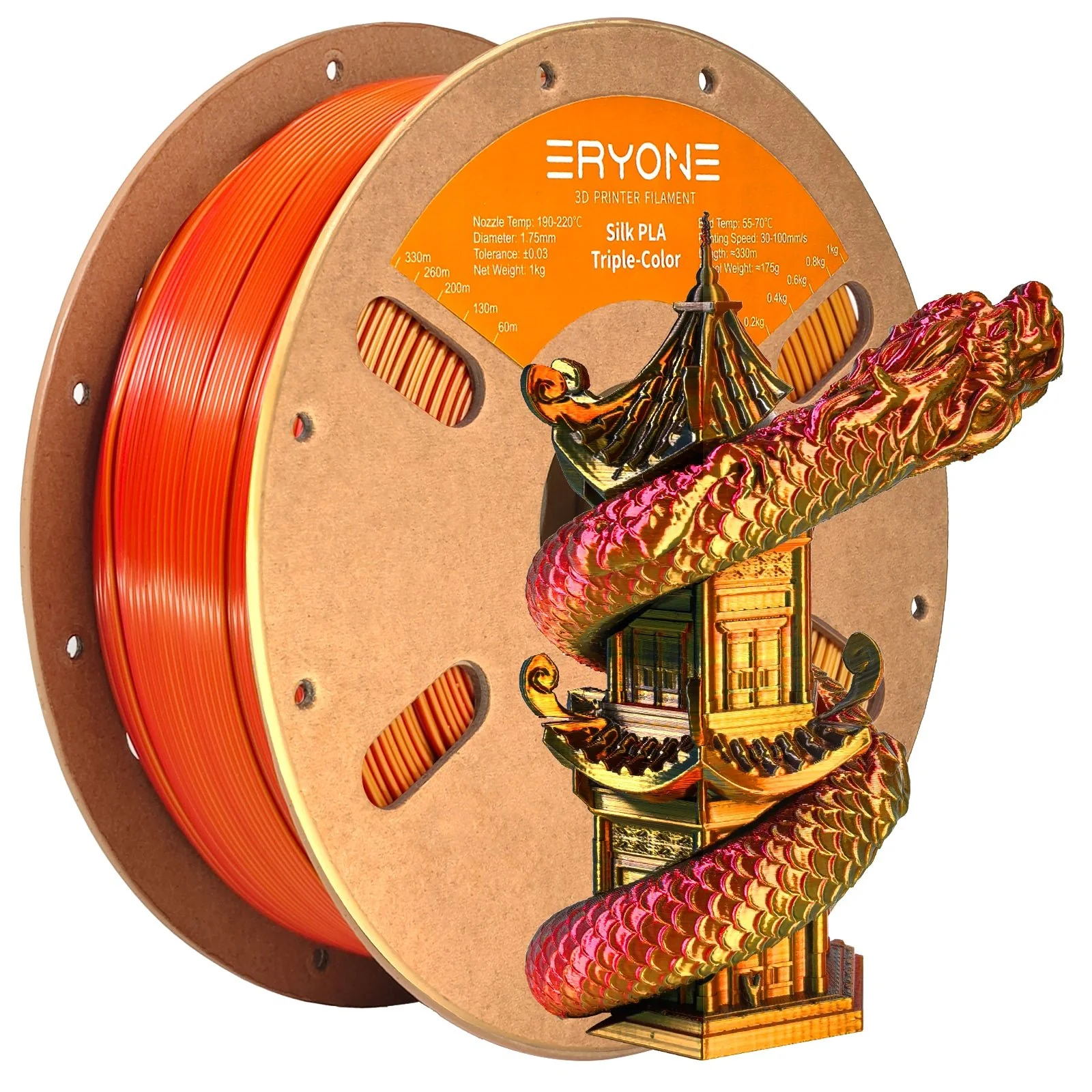 PLA Silk Triple-Color Filament - 1.75mm±0.03mm (1kg) - Image 9