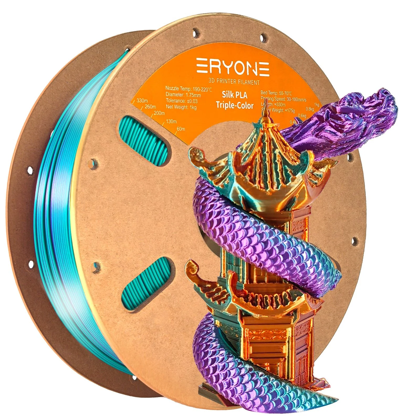 PLA Silk Triple-Color Filament - 1.75mm±0.03mm (1kg) - Image 7