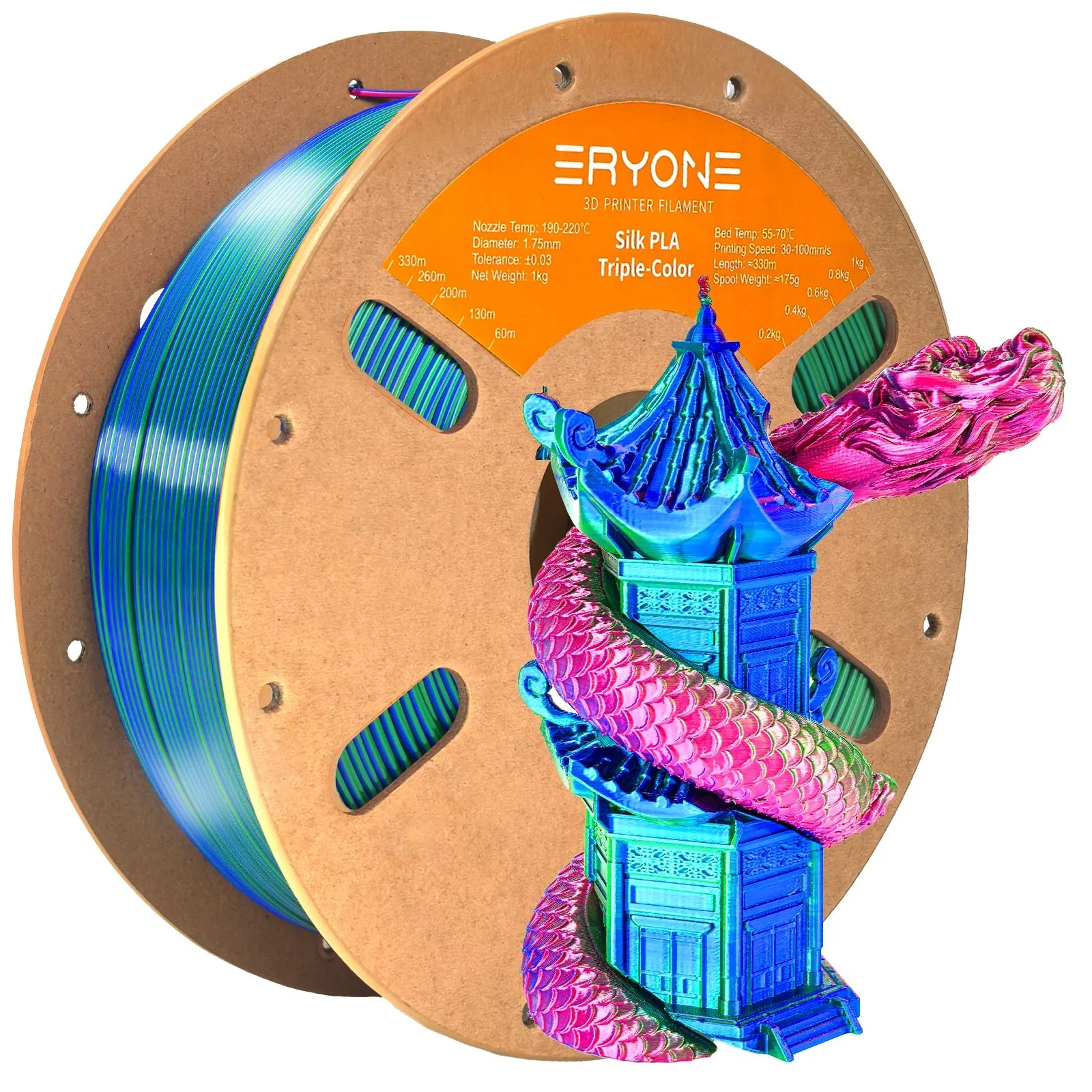 PLA Silk Triple-Color Filament - 1.75mm±0.03mm (1kg) - Image 10