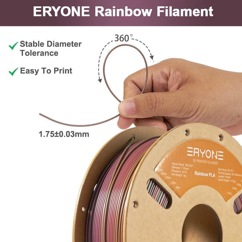 PLA Steampunk Rainbow Filament - 1.75mm±0.03mm (1kg) - Image 5